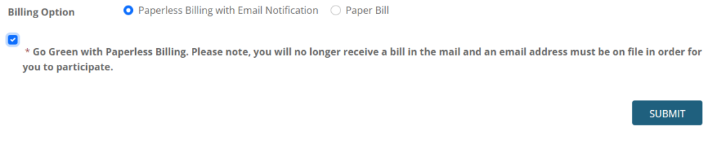 paperless billing selection